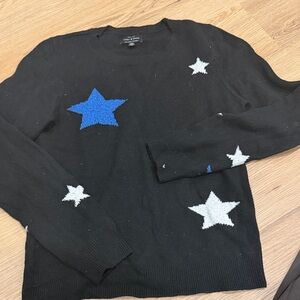 Lucky Brand Black Sweater with Blue and White Stars